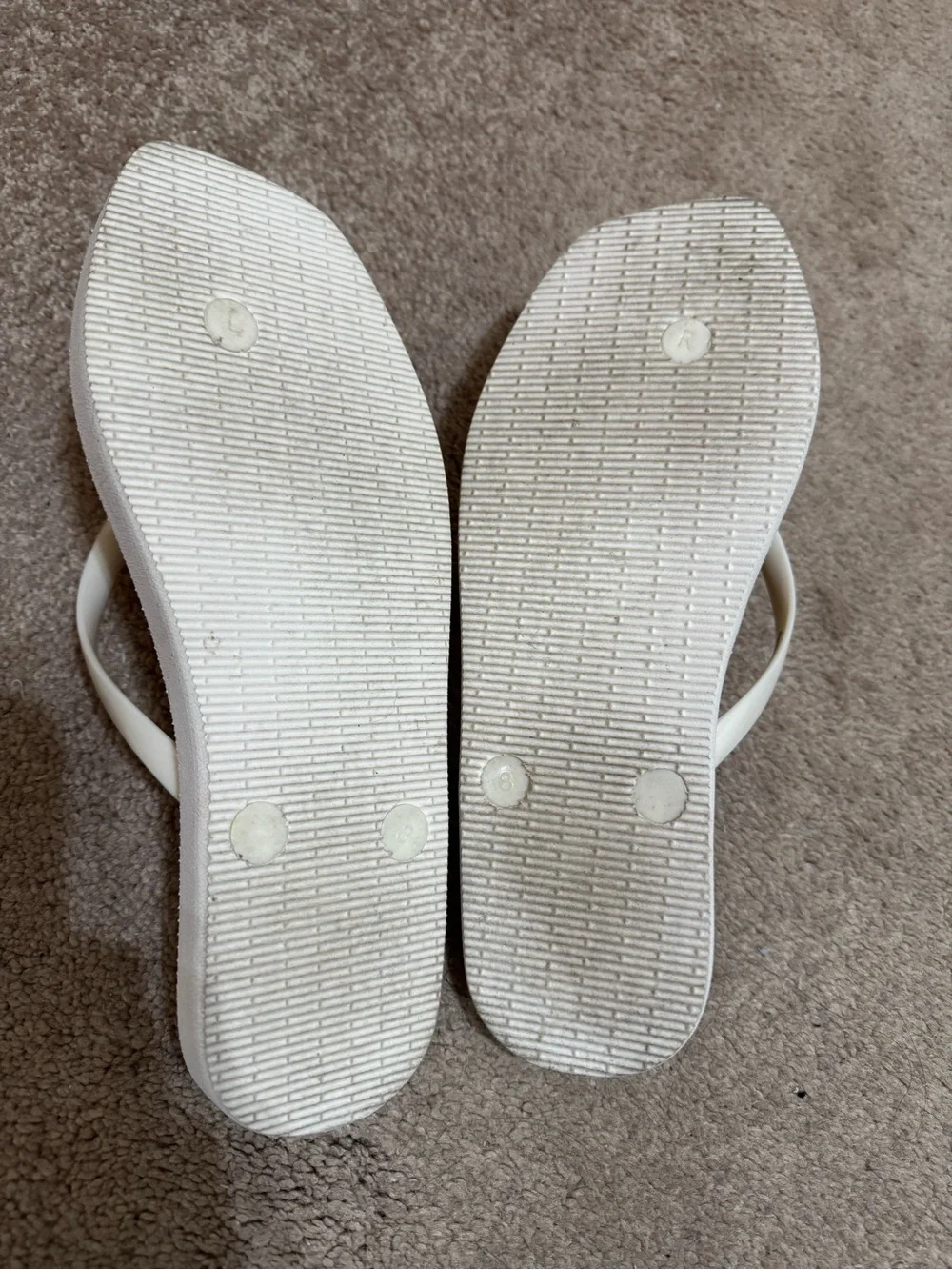 Cream white rose flip flops
